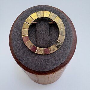 VTG Gold Tone Classic Textured Circle Pin Brooch Size 1" Diameter